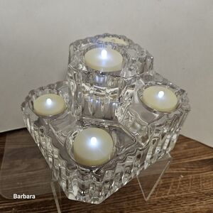 Vintage 90s Partylite 5-section Ribbed Lead Crystal Votive Holder